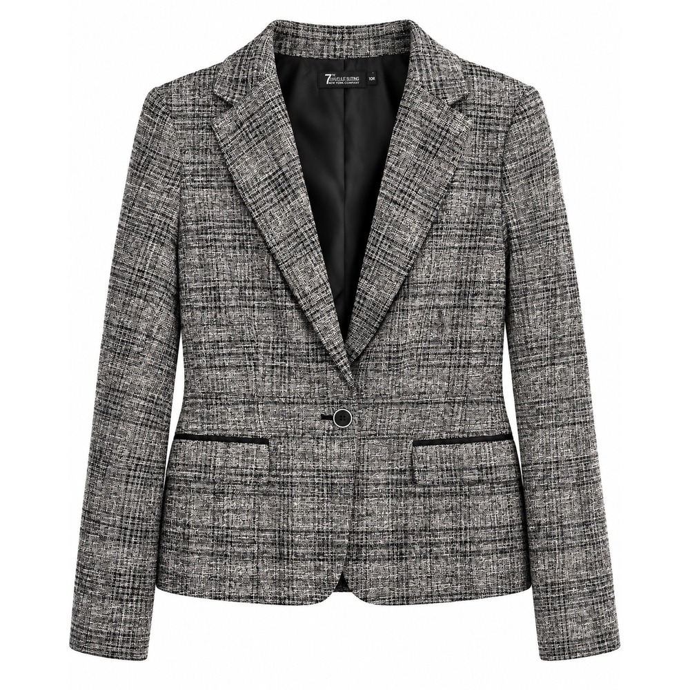 NY&C Black White Crosshatch Peplum Blazer Size 10 NWT Notch Collar $80